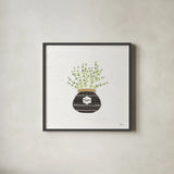 Fine Herbs VI by Janelle Penner. Shown in a sleek black glass frame for a contemporary gallery look. Available as an archival giclee rolled canvas, fine art paper, or poster print. SKU 34998a.