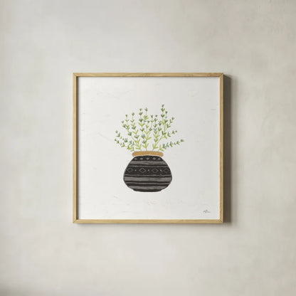 Fine Herbs VI No Label by Janelle Penner. Shown in a natural wood glass frame for a timeless modern aesthetic. Available as an archival giclee rolled canvas, fine art paper, or poster print. SKU 69975a.