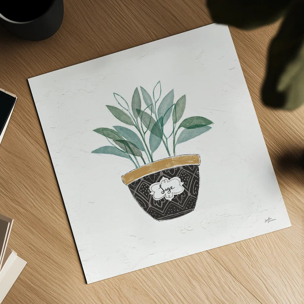 Fine Herbs VII by Janelle Penner. Shown as a detailed flat fine art print, highlighting archival giclee quality. Available as an archival giclee rolled canvas, fine art paper, or poster print. SKU 34999a.