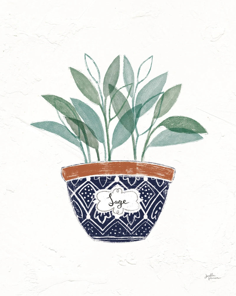 Fine Herbs VII Navy Crop by Janelle Penner