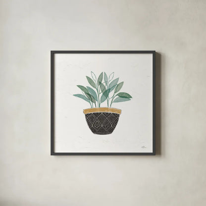 Fine Herbs VII No Label by Janelle Penner. Shown in a sleek black glass frame for a contemporary gallery look. Available as an archival giclee rolled canvas, fine art paper, or poster print. SKU 69976a.