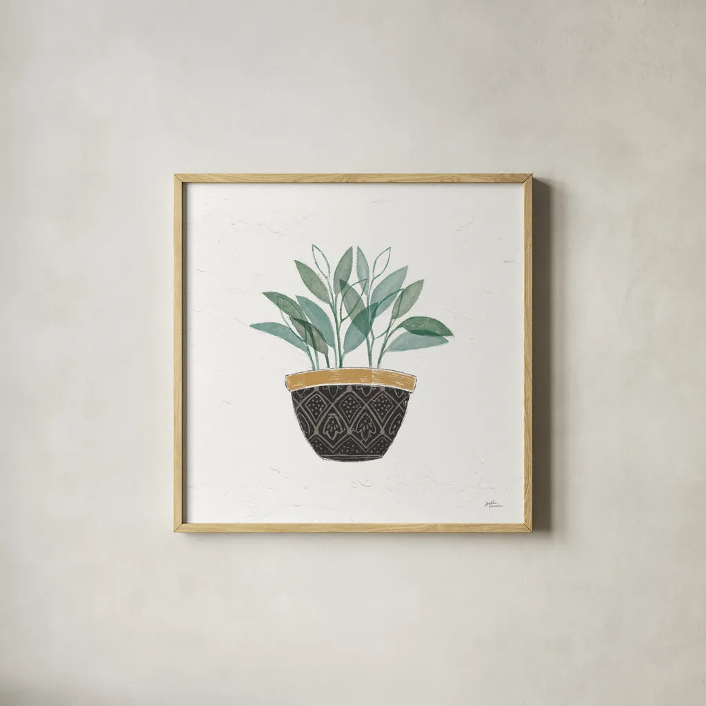 Fine Herbs VII No Label by Janelle Penner. Shown in a natural wood glass frame for a timeless modern aesthetic. Available as an archival giclee rolled canvas, fine art paper, or poster print. SKU 69976a.