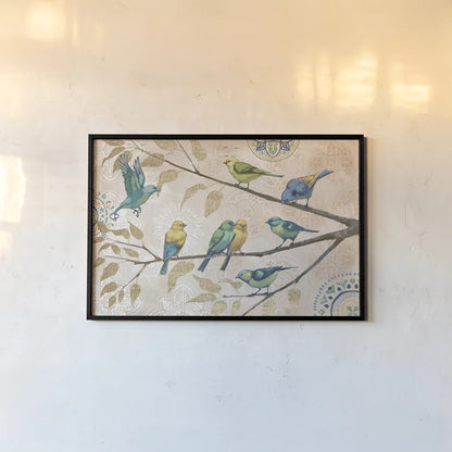 Fly Away I With Suzani by Janelle Penner. shown as a paper print in a black flame. Available as a archival giclee rolled canvas, fine art paper, or poster print. SKU 26409i.