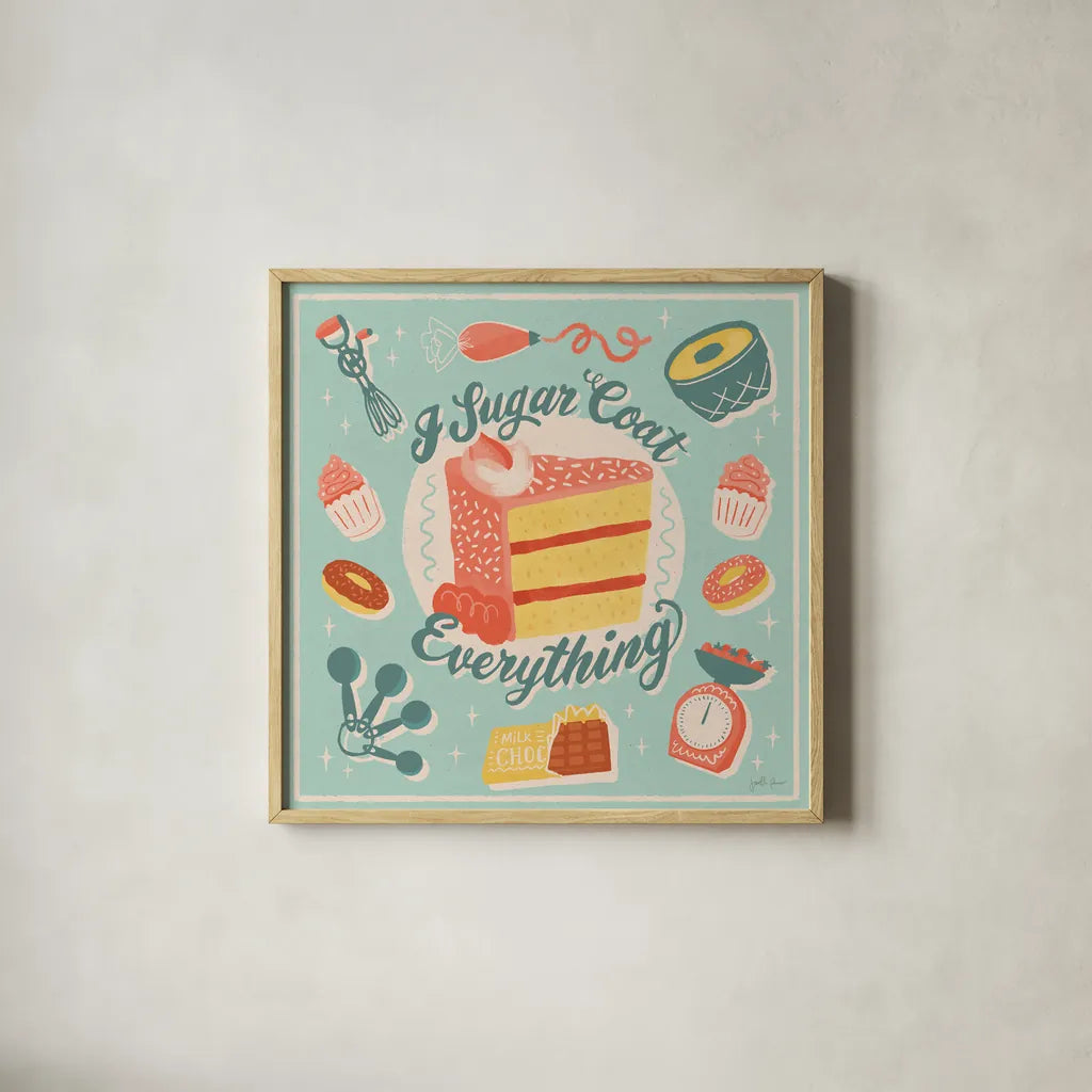 Fresh Baked II by Janelle Penner. Shown in a natural wood glass frame for a timeless modern aesthetic. Available as an archival giclee rolled canvas, fine art paper, or poster print. SKU 71576a.