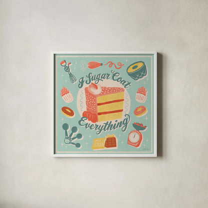 Fresh Baked II by Janelle Penner. Shown in a crisp white glass frame for a clean and minimalist style. Available as an archival giclee rolled canvas, fine art paper, or poster print. SKU 71576a.