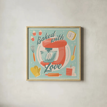 Fresh Baked III by Janelle Penner. Shown in a natural wood glass frame for a timeless modern aesthetic. Available as an archival giclee rolled canvas, fine art paper, or poster print. SKU 71577a.