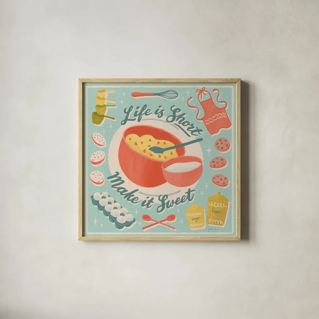 Fresh Baked IV by Janelle Penner. Shown in a natural wood glass frame for a timeless modern aesthetic. Available as an archival giclee rolled canvas, fine art paper, or poster print. SKU 71578a.