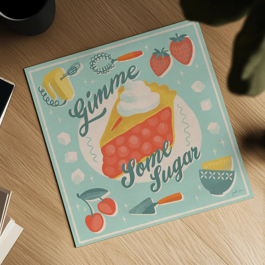 Fresh Baked V by Janelle Penner. Shown as a detailed flat fine art print, highlighting archival giclee quality. Available as an archival giclee rolled canvas, fine art paper, or poster print. SKU 71579a.