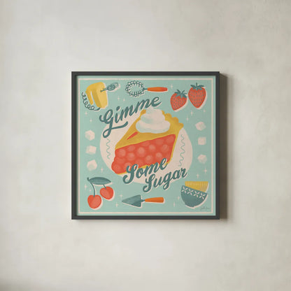 Fresh Baked V by Janelle Penner. Shown in a sleek black glass frame for a contemporary gallery look. Available as an archival giclee rolled canvas, fine art paper, or poster print. SKU 71579a.