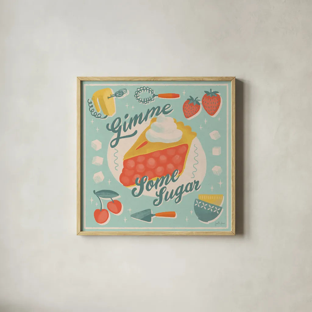 Fresh Baked V by Janelle Penner. Shown in a natural wood glass frame for a timeless modern aesthetic. Available as an archival giclee rolled canvas, fine art paper, or poster print. SKU 71579a.