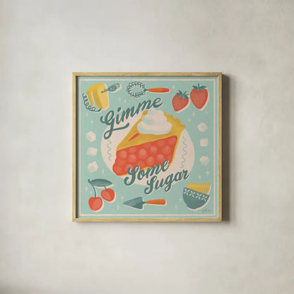 Fresh Baked V by Janelle Penner. Shown in a natural wood glass frame for a timeless modern aesthetic. Available as an archival giclee rolled canvas, fine art paper, or poster print. SKU 71579a.