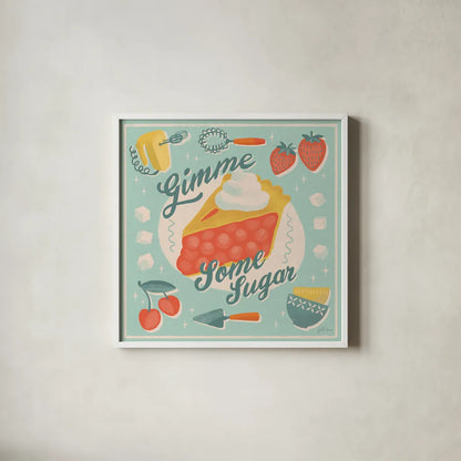 Fresh Baked V by Janelle Penner. Shown in a crisp white glass frame for a clean and minimalist style. Available as an archival giclee rolled canvas, fine art paper, or poster print. SKU 71579a.