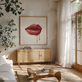 Gloss I by Janelle Penner. Shown in a natural wood frame in a cozy modern living room. Available as an archival giclee rolled canvas, fine art paper, or poster print. SKU 67759a.