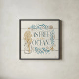 Golden Sea IV by Janelle Penner. Shown in a sleek black glass frame for a contemporary gallery look. Available as an archival giclee rolled canvas, fine art paper, or poster print. SKU 30284a.