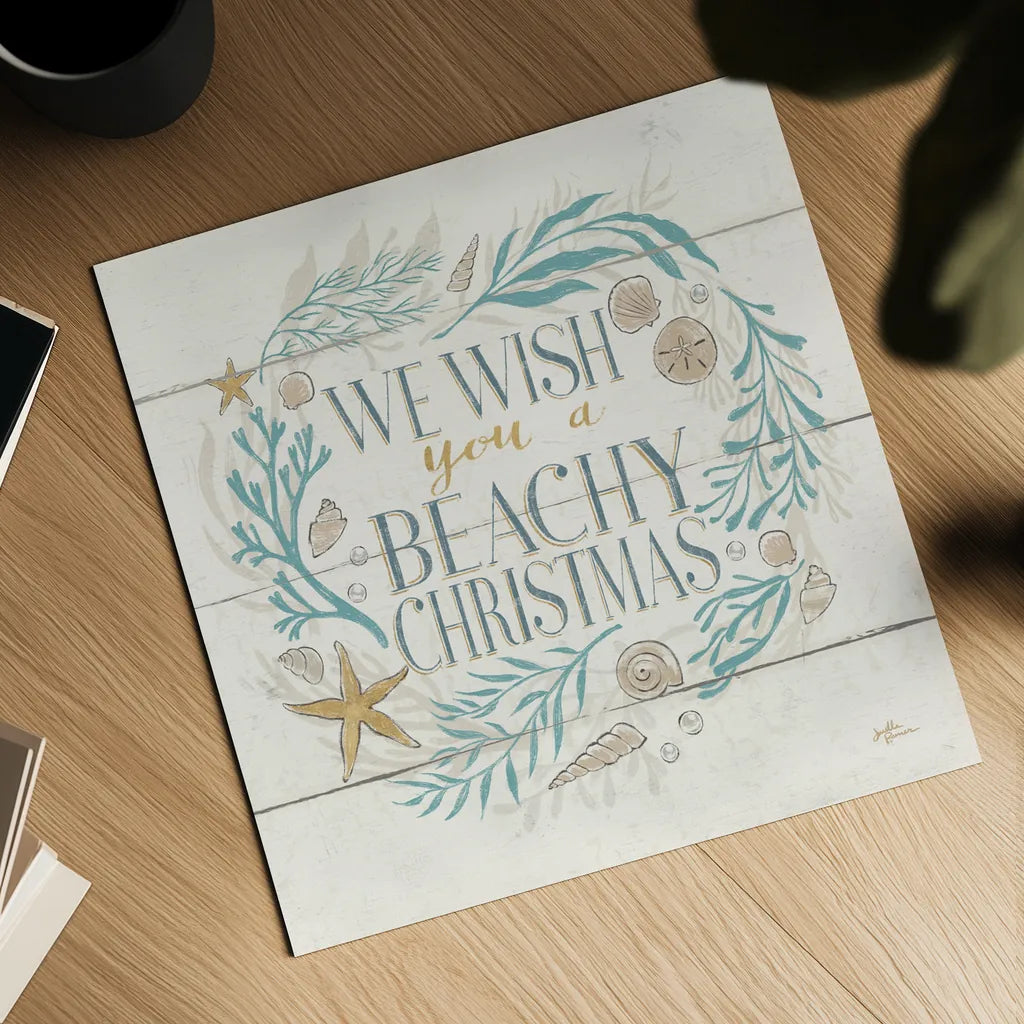 Golden Sea VI Holiday by Janelle Penner. Shown as a detailed flat fine art print, highlighting archival giclee quality. Available as an archival giclee rolled canvas, fine art paper, or poster print. SKU 37712a.