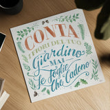 Good Friends and Great Adventures I Life Italian by Janelle Penner. Shown as a detailed flat fine art print, highlighting archival giclee quality. Available as an archival giclee rolled canvas, fine art paper, or poster print. SKU 71844a.