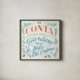 Good Friends and Great Adventures I Life Italian by Janelle Penner. Shown in a sleek black glass frame for a contemporary gallery look. Available as an archival giclee rolled canvas, fine art paper, or poster print. SKU 71844a.