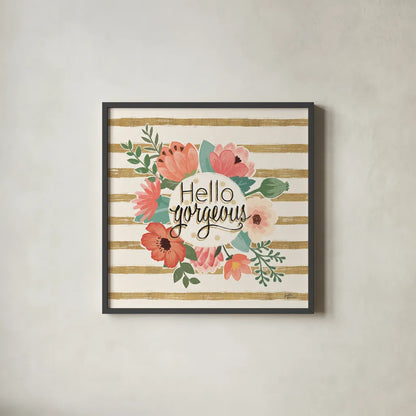 Gorgeous II by Janelle Penner. Shown in a sleek black glass frame for a contemporary gallery look. Available as an archival giclee rolled canvas, fine art paper, or poster print. SKU 33016a.