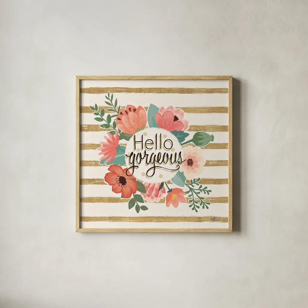 Gorgeous II by Janelle Penner. Shown in a natural wood glass frame for a timeless modern aesthetic. Available as an archival giclee rolled canvas, fine art paper, or poster print. SKU 33016a.