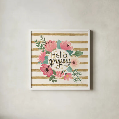 Gorgeous II Pink by Janelle Penner. Shown in a crisp white glass frame for a clean and minimalist style. Available as an archival giclee rolled canvas, fine art paper, or poster print. SKU 35096a.