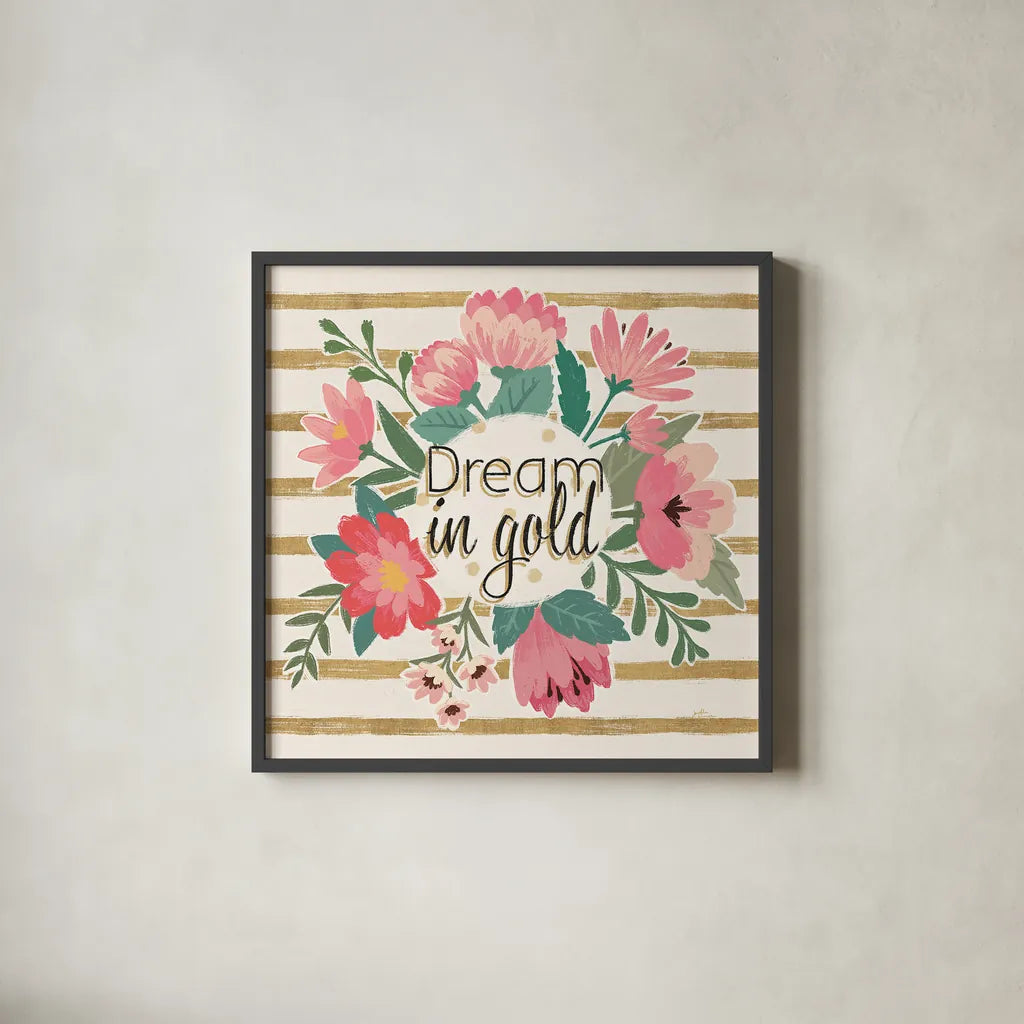 Gorgeous III Pink by Janelle Penner. Shown in a sleek black glass frame for a contemporary gallery look. Available as an archival giclee rolled canvas, fine art paper, or poster print. SKU 35097a.