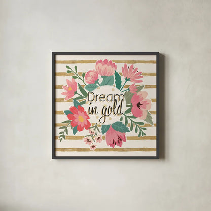 Gorgeous III Pink by Janelle Penner. Shown in a sleek black glass frame for a contemporary gallery look. Available as an archival giclee rolled canvas, fine art paper, or poster print. SKU 35097a.