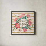 Gorgeous III Pink no dots by Janelle Penner. Shown in a sleek black glass frame for a contemporary gallery look. Available as an archival giclee rolled canvas, fine art paper, or poster print. SKU 35629a.
