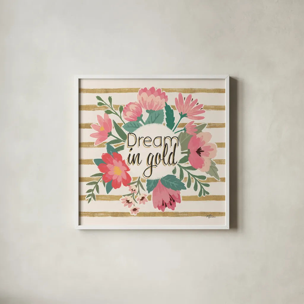 Gorgeous III Pink no dots by Janelle Penner. Shown in a crisp white glass frame for a clean and minimalist style. Available as an archival giclee rolled canvas, fine art paper, or poster print. SKU 35629a.