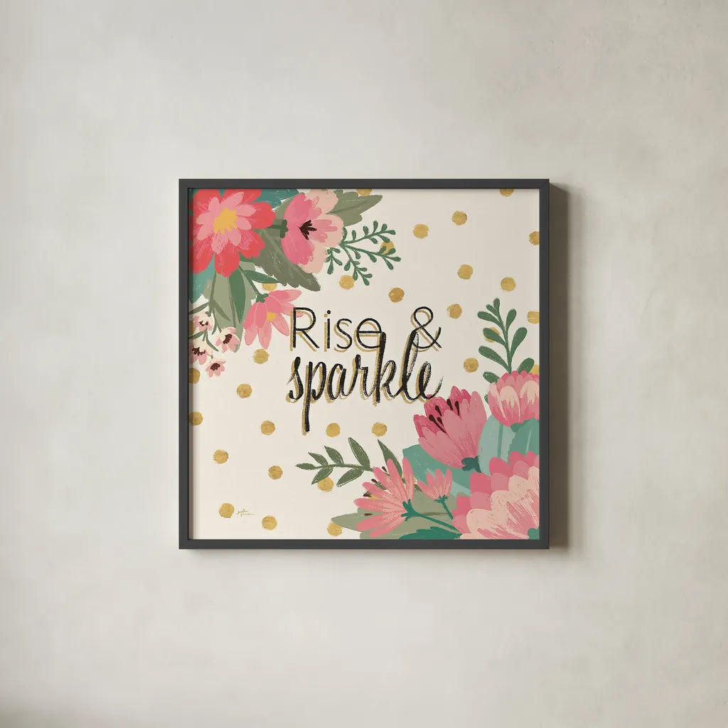 Gorgeous IV Pink by Janelle Penner. Shown in a sleek black glass frame for a contemporary gallery look. Available as an archival giclee rolled canvas, fine art paper, or poster print. SKU 35098a.