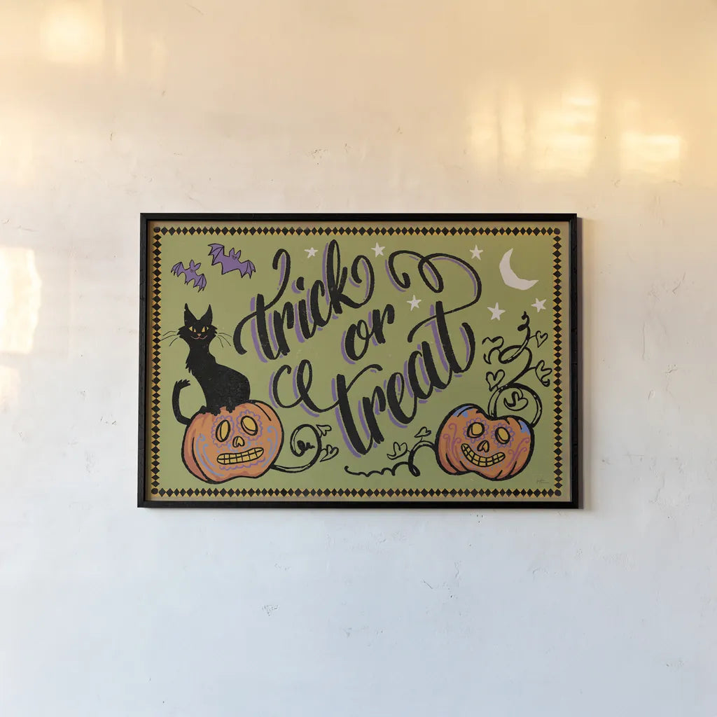 Halloween Expressions I by Janelle Penner. shown as a paper print in a black flame. Available as a archival giclee rolled canvas, fine art paper, or poster print. SKU 81653i.