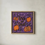 Halloween Expressions II by Janelle Penner. Shown in a natural wood glass frame for a timeless modern aesthetic. Available as an archival giclee rolled canvas, fine art paper, or poster print. SKU 81654a.