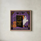 Halloween Expressions V by Janelle Penner. Shown in a natural wood glass frame for a timeless modern aesthetic. Available as an archival giclee rolled canvas, fine art paper, or poster print. SKU 81657a.