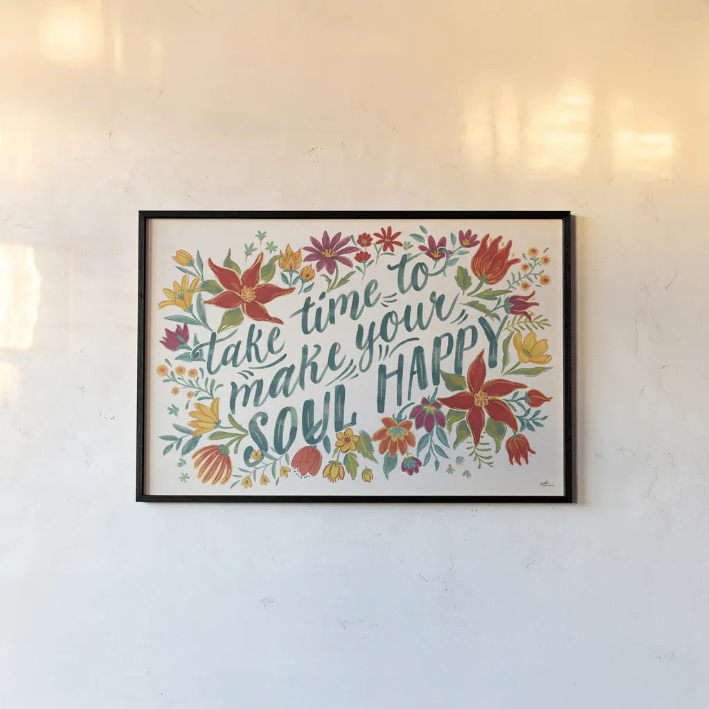 Happy Thoughts I by Janelle Penner. shown as a paper print in a black flame. Available as a archival giclee rolled canvas, fine art paper, or poster print. SKU 54096i.