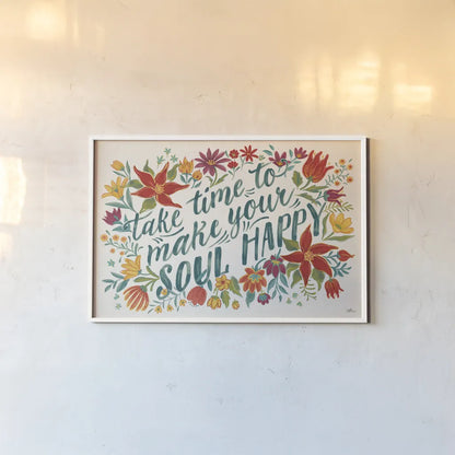 Happy Thoughts I by Janelle Penner. shown as a paper print in a white frame. Available as a archival giclee rolled canvas, fine art paper, or poster print. SKU 54096i.