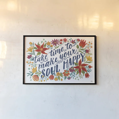 Happy Thoughts I White by Janelle Penner. shown as a paper print in a black flame. Available as a archival giclee rolled canvas, fine art paper, or poster print. SKU 56416i.