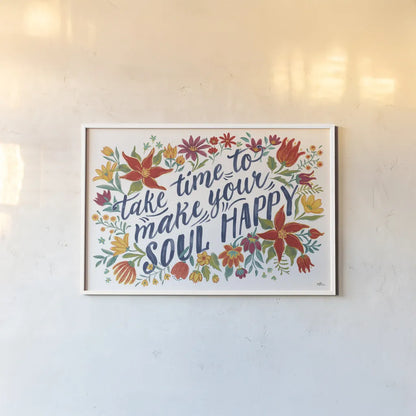 Happy Thoughts I White by Janelle Penner. shown as a paper print in a white frame. Available as a archival giclee rolled canvas, fine art paper, or poster print. SKU 56416i.