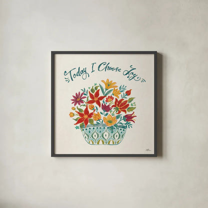 Happy Thoughts III by Janelle Penner. Shown in a sleek black glass frame for a contemporary gallery look. Available as an archival giclee rolled canvas, fine art paper, or poster print. SKU 54098a.