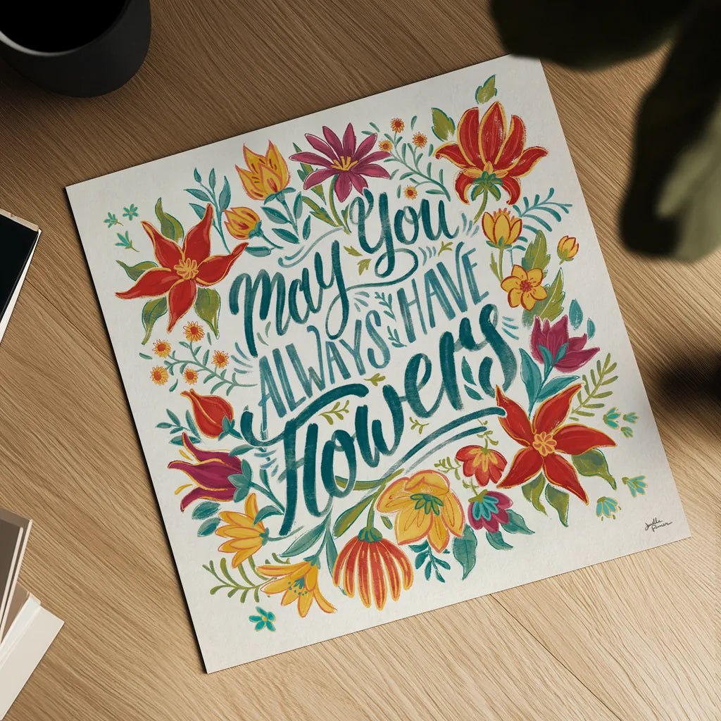 Happy Thoughts IV by Janelle Penner. Shown as a detailed flat fine art print, highlighting archival giclee quality. Available as an archival giclee rolled canvas, fine art paper, or poster print. SKU 54099a.