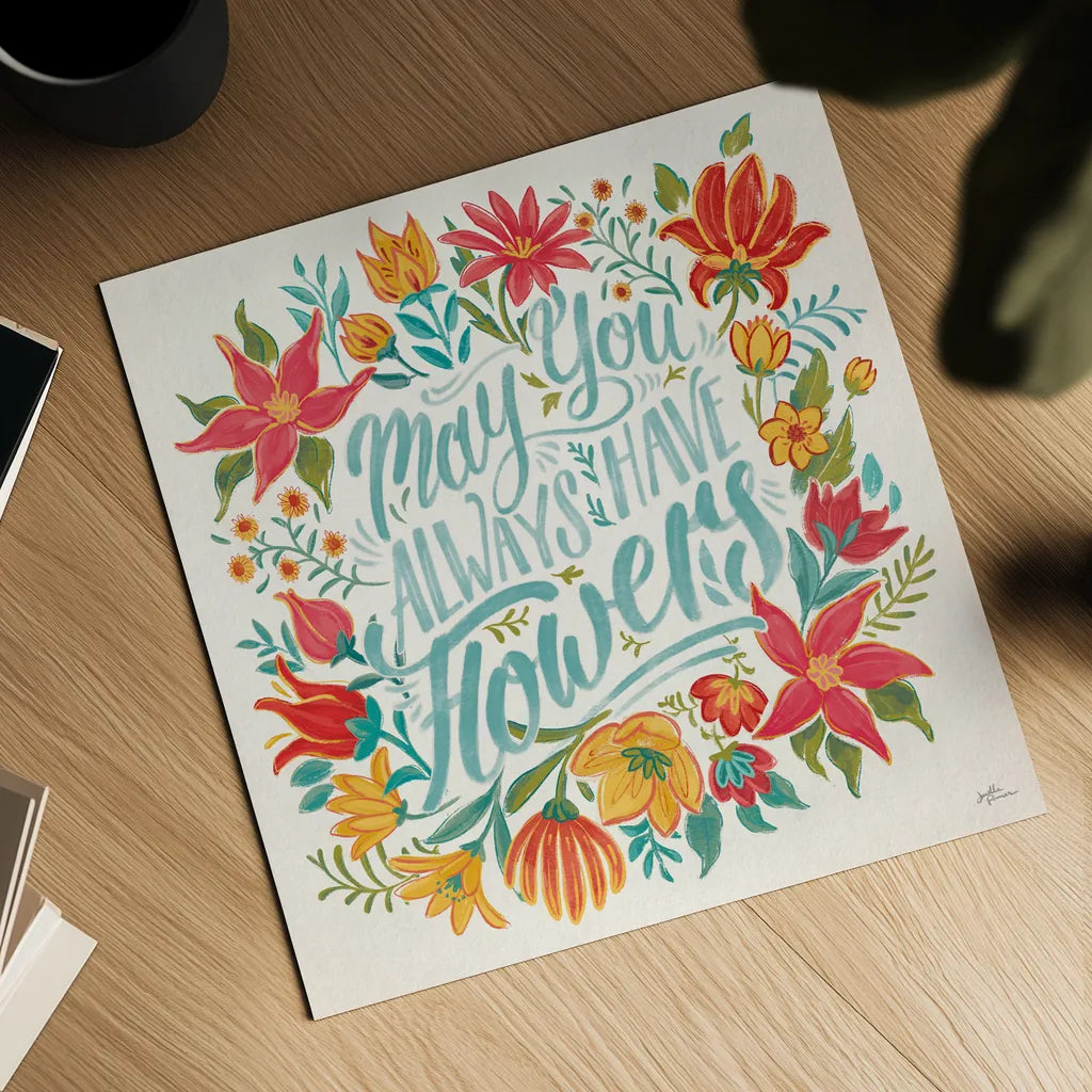 Happy Thoughts IV Bright by Janelle Penner. Shown as a detailed flat fine art print, highlighting archival giclee quality. Available as an archival giclee rolled canvas, fine art paper, or poster print. SKU 71483a.