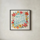 Happy Thoughts IV Bright by Janelle Penner. Shown in a sleek black glass frame for a contemporary gallery look. Available as an archival giclee rolled canvas, fine art paper, or poster print. SKU 71483a.