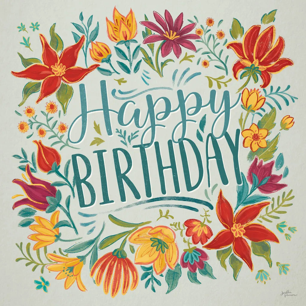 Happy Thoughts IV Happy Birthday by Janelle Penner. SKU 78126a. Archival Giclee Fine art print for wall decor.