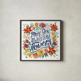 Happy Thoughts IV White by Janelle Penner. Shown in a sleek black glass frame for a contemporary gallery look. Available as an archival giclee rolled canvas, fine art paper, or poster print. SKU 56417a.