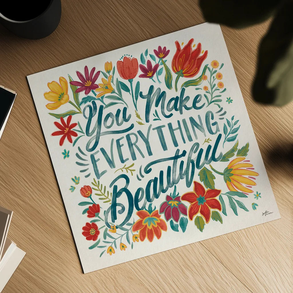 Happy Thoughts V by Janelle Penner. Shown as a detailed flat fine art print, highlighting archival giclee quality. Available as an archival giclee rolled canvas, fine art paper, or poster print. SKU 54100a.