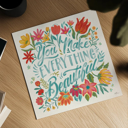 Happy Thoughts V Bright by Janelle Penner. Shown as a detailed flat fine art print, highlighting archival giclee quality. Available as an archival giclee rolled canvas, fine art paper, or poster print. SKU 71484a.