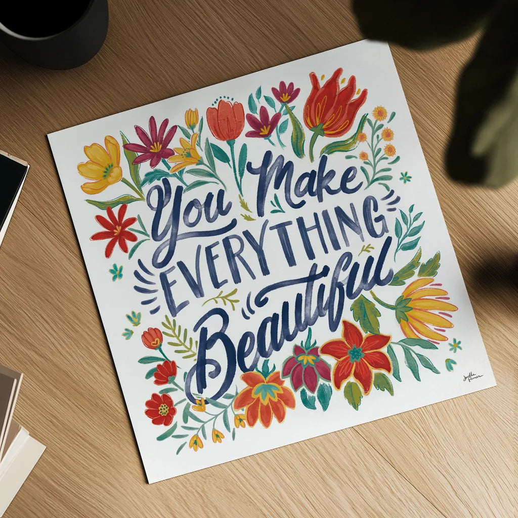 Happy Thoughts V White by Janelle Penner. Shown as a detailed flat fine art print, highlighting archival giclee quality. Available as an archival giclee rolled canvas, fine art paper, or poster print. SKU 56418a.