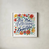 Happy Thoughts V White by Janelle Penner. Shown in a crisp white glass frame for a clean and minimalist style. Available as an archival giclee rolled canvas, fine art paper, or poster print. SKU 56418a.
