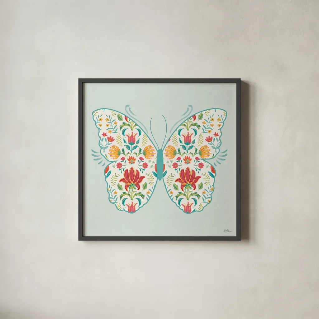 Happy Thoughts VI by Janelle Penner. Shown in a sleek black glass frame for a contemporary gallery look. Available as an archival giclee rolled canvas, fine art paper, or poster print. SKU 71485a.
