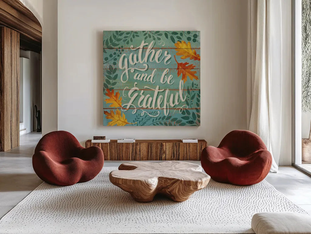 Harvest Delight VI by Janelle Penner. Shown as extra-large giant wall art in a modern living room. Available as an archival giclee rolled canvas, fine art paper, or poster print. SKU 27942a.