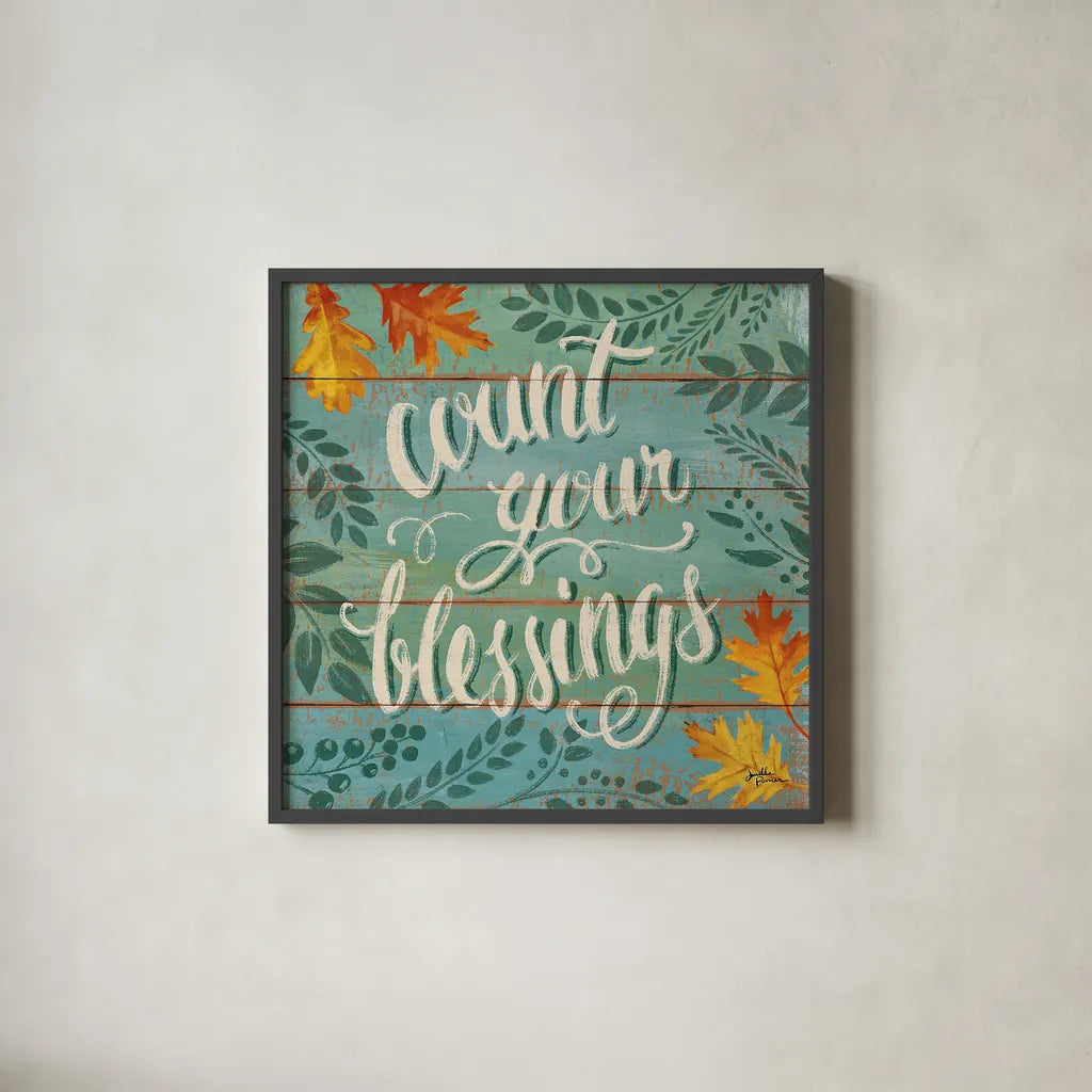 Harvest Delight VII by Janelle Penner. Shown in a sleek black glass frame for a contemporary gallery look. Available as an archival giclee rolled canvas, fine art paper, or poster print. SKU 27943a.