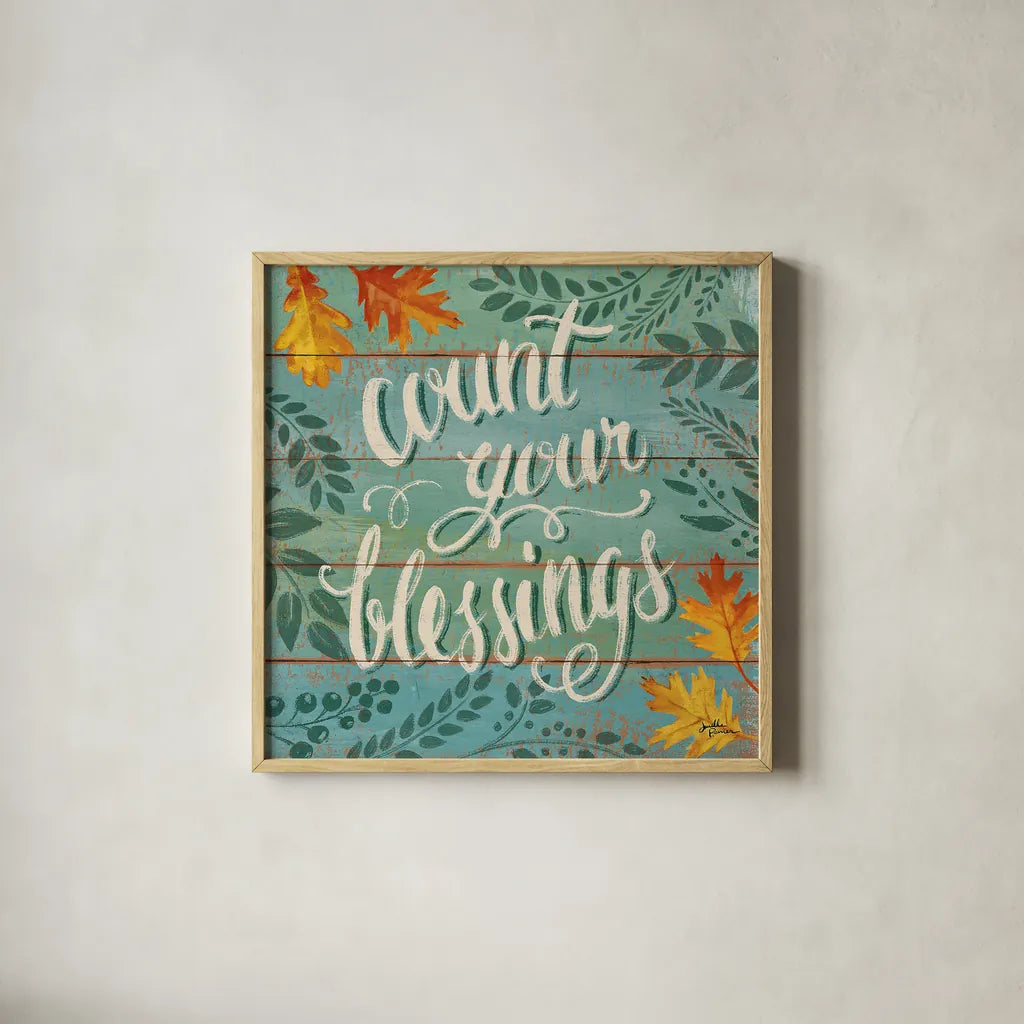 Harvest Delight VII by Janelle Penner. Shown in a natural wood glass frame for a timeless modern aesthetic. Available as an archival giclee rolled canvas, fine art paper, or poster print. SKU 27943a.